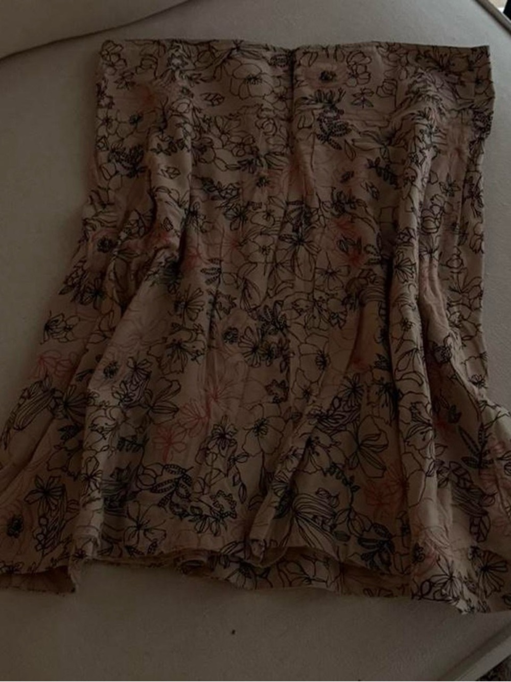 Floral Beige A-Line Women's Skirt 90s midi skirt floral flowy summer whimsygoth